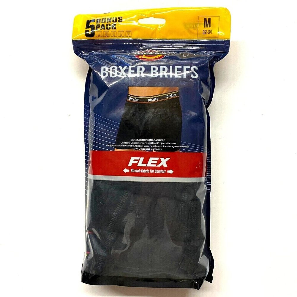 Men's Dickies 5-Pack Cotton Contour Pouch Boxer Briefs - Black - M (32-34)